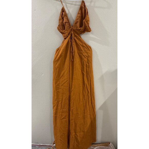 Banana Republic Womens Manon Linen Blend Maxi Dress | Timeless Ochre Size 4 - Picture 4 of 8